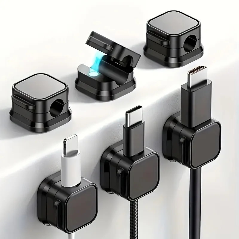Magnetic Cable Organizer Clips – Self-Adhesive Desk Cable Management Holder for Charging Cords, USB & Mouse Cables, Minimalist Wire Keeper for Home & Office